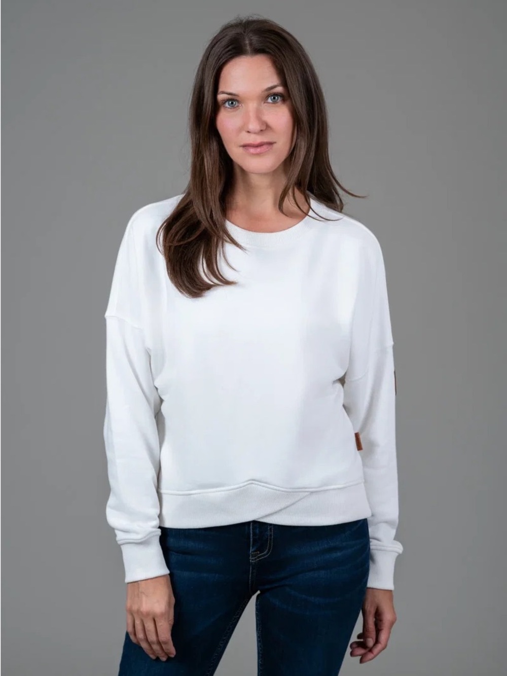 Wanakome Erma Drop Shoulder Sweatshirt Womens White Crewneck sz xl